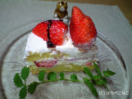 たっぷりイチゴのケーキになりました