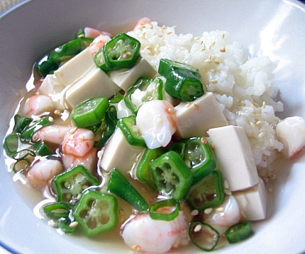 豆腐の海老オクラあんかけご飯