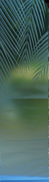 椰子の葉のエッチングガラス　2